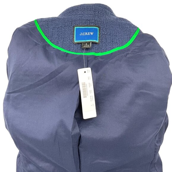 NWT J Crew Textured Tweed Navy Blue Preppy Classic Peplum Blazer Jacket Size 4 - Picture 10 of 14